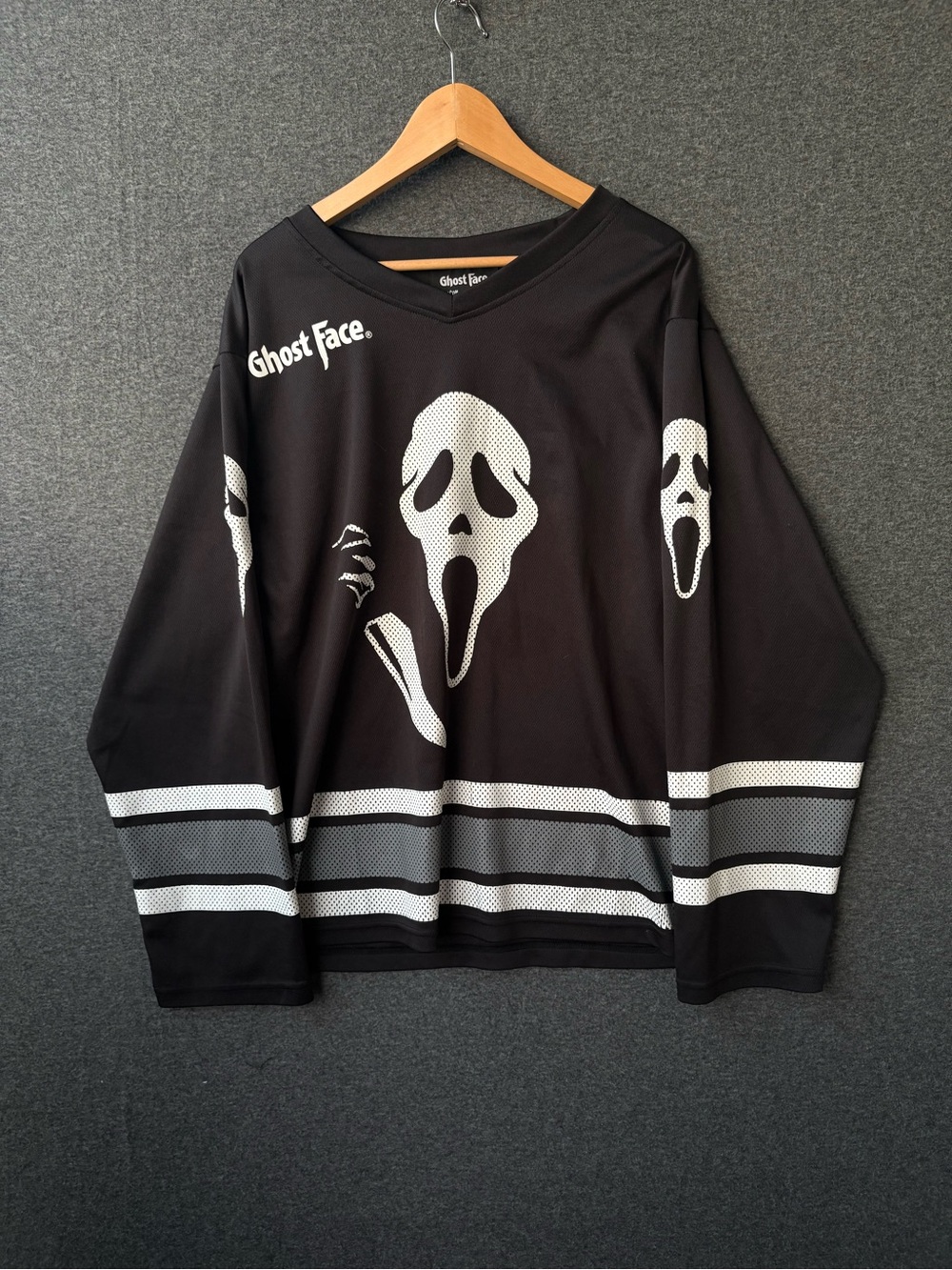 Ghost Face Black & White Hockey Jersey - Ghost Face Size L